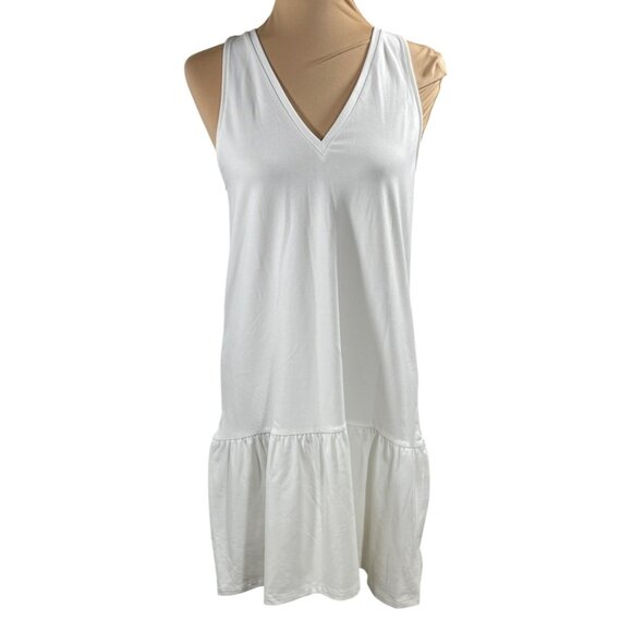 New A New Day Tank Dress Cream White Ruffle V-Neck Size S Small - Picture 1 of 5